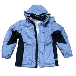 Columbia Down & Feather Filled Jacket Detachable Hood Cinched Waist Youth 14/16